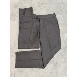 ERMENEGILDO ZEGNA Micronsphere Trousers 34x31 Gray Flat Front Dress Pants